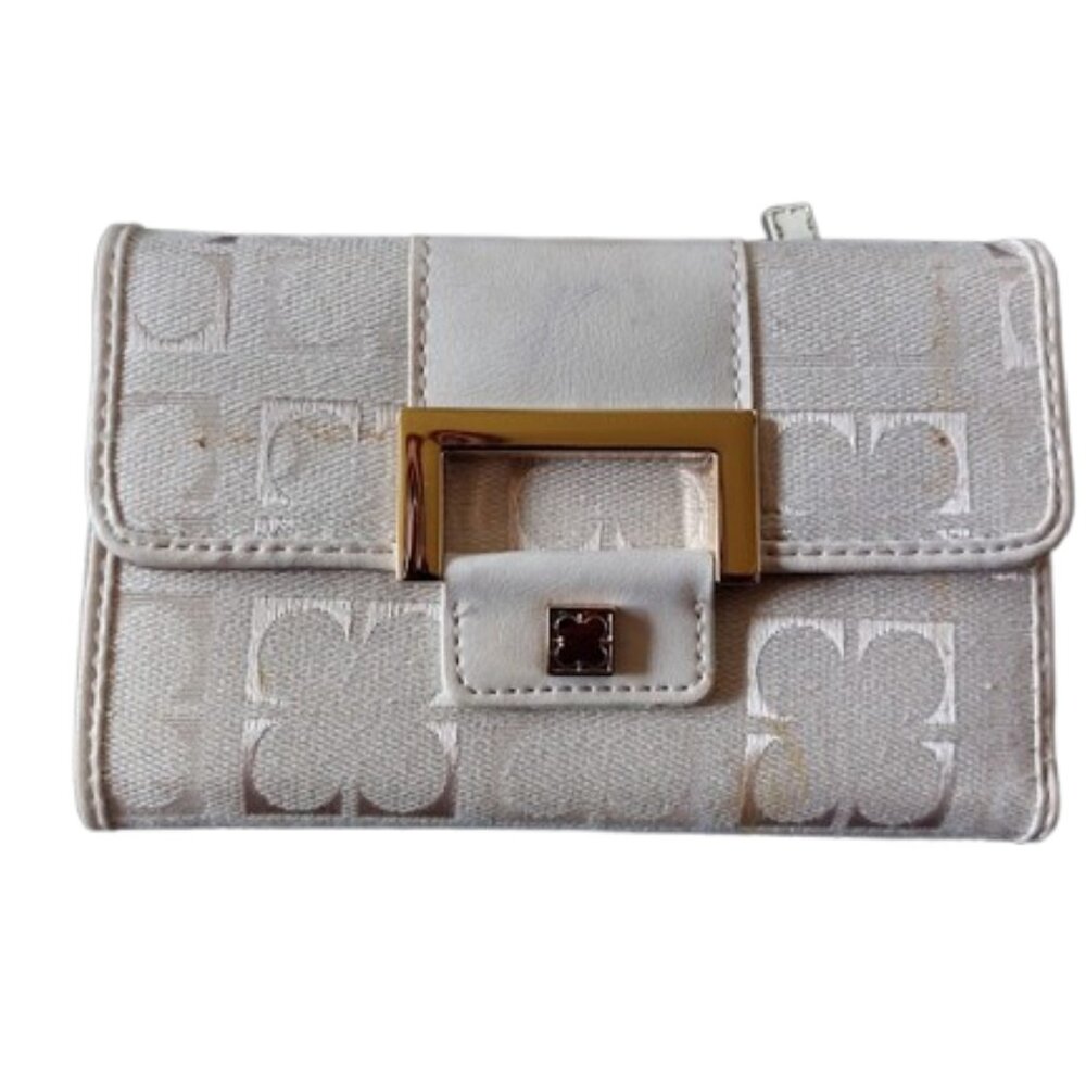 Liz Claybourne White and Tan Trifold Wallet